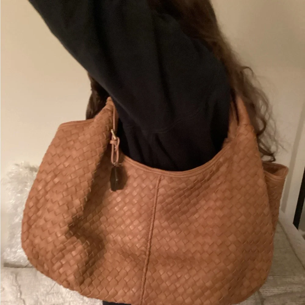 Hayden Tan Brown Leather Hobo Bag with Cream Lining